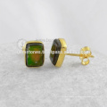 Natural Gemstone Bezel Stud Earrings, Handmade Bezel Stud Earrings Jóias Fabricante - Gemstone Brincos Jóias